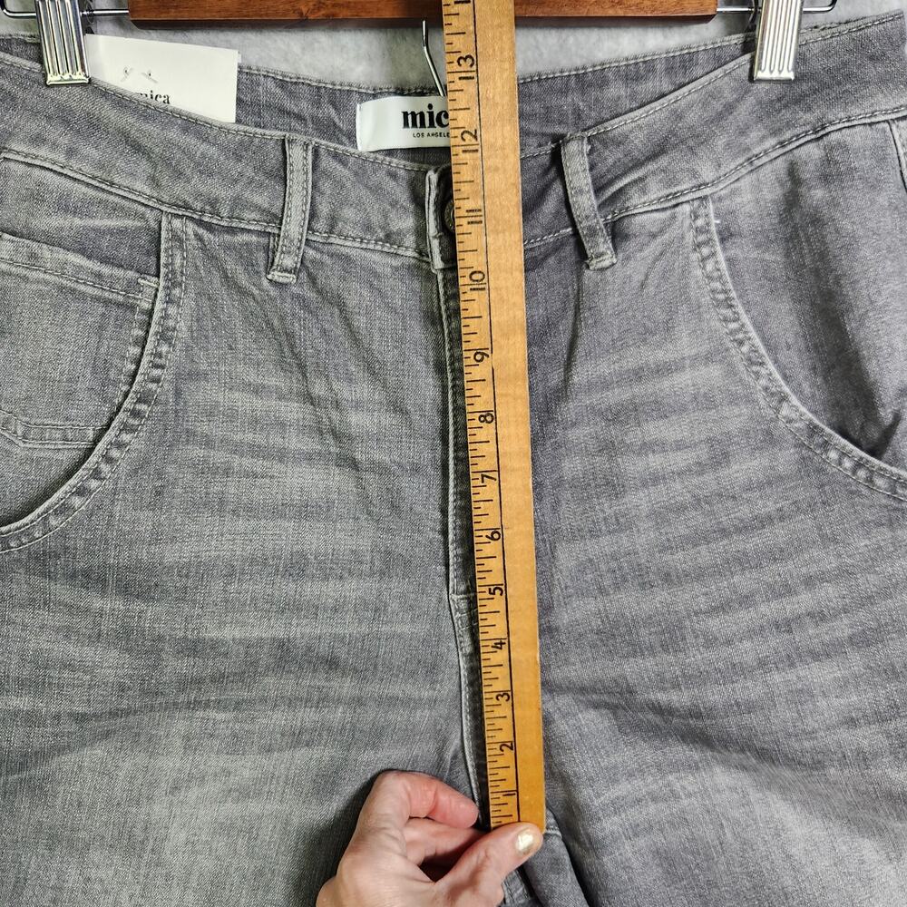 NWT Mica Denim Super High Barrel Wide Leg Ankle Jeans Grey Sz 28 Pockets Preppy - Picture 15 of 15